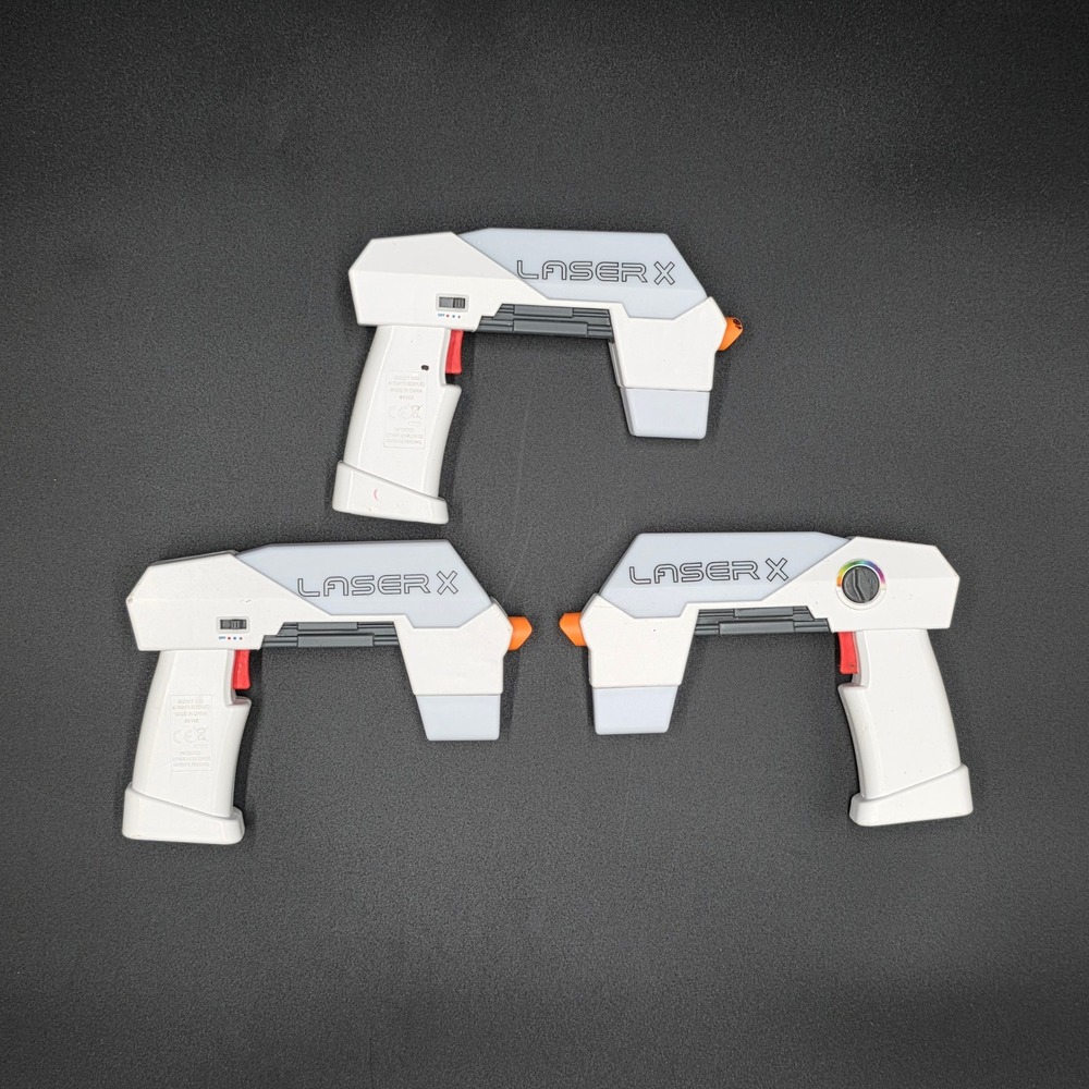 Laser X Micro Blasters Set of 3 White Gray Laser Tag Blasters with Team Selector